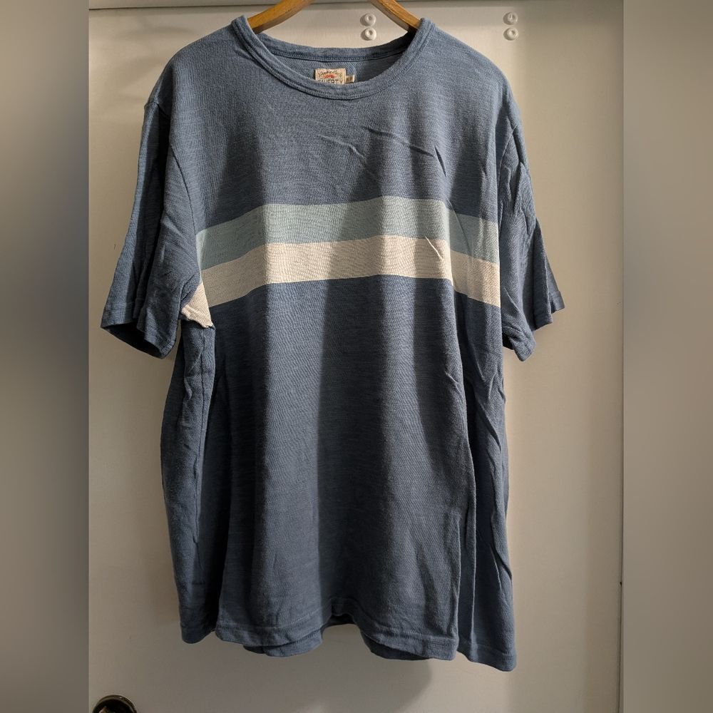 Faherty - Striped Slub Cotton-Jersey T-Shirt - Blue XL - Picture 3 of 8